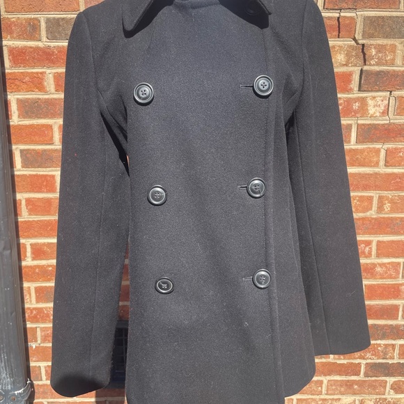 J Crew Womens M Black Wool Double Breasted Pea Coat Jacket Classic Thinsulate - Picture 6 of 10